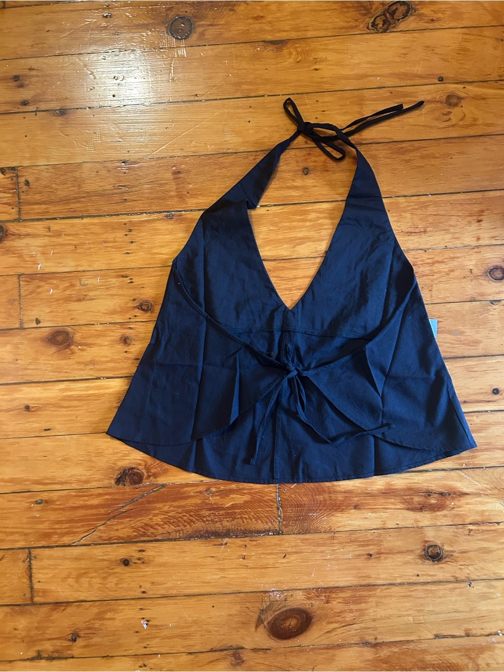 NWT Women’s Black Halter Tie-Back Top